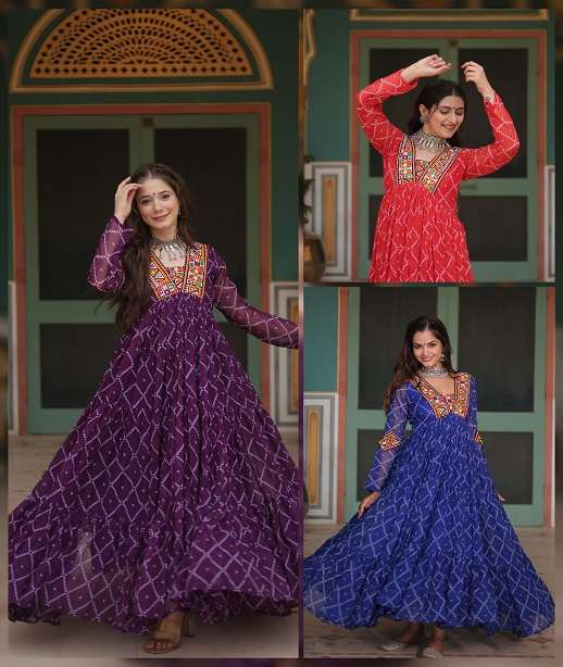 DESIGNER FANCY PURPLE NAVRATRI WEAR KURTI IN GEORGETTE FABRIC KU 1120 COLOR