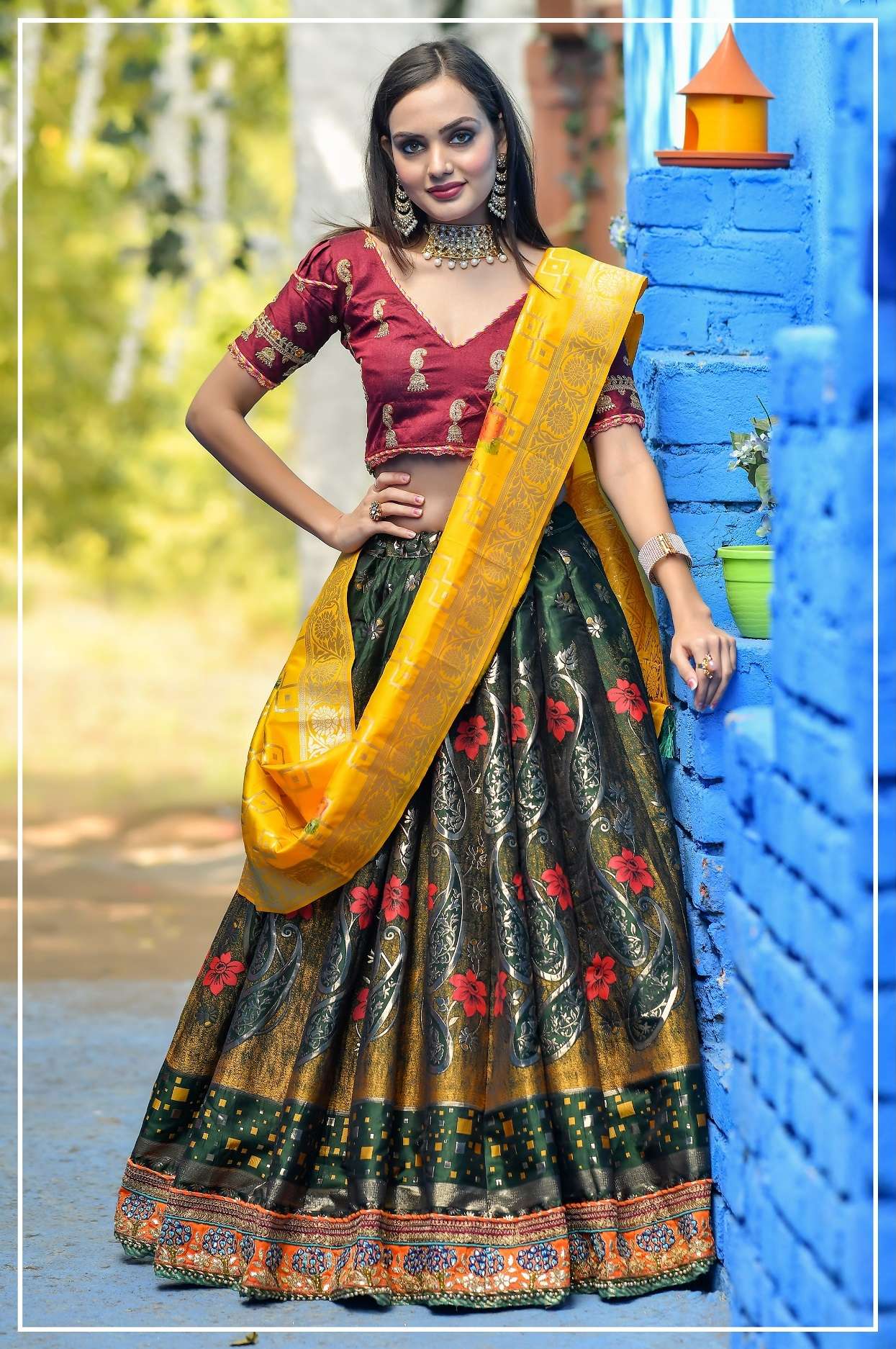bridal lehenga and groom suit