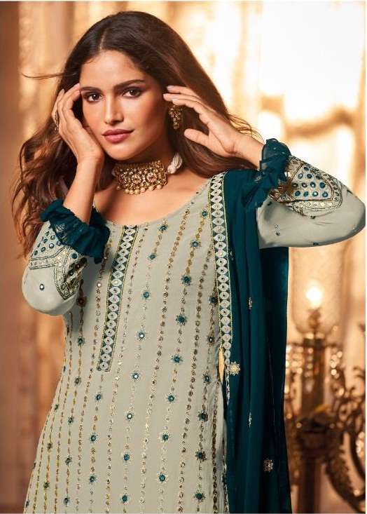 BEST QUALITY TRENDY DESIGNER HEAVY PARTY WEAR YELLOW COLOR SHARARA SALWAR SUIT 131 COLOR