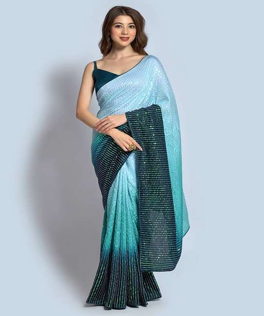DESIGNER WEDDING PARTY FUNCTION WEAR SEQUENCE GEORGETTE SAREE EXCLUSIVE COLLECTION PURPLESM 1-09