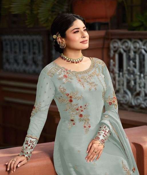 LONG STRAIGHT DESIGNER PARTY WEAR STYLE SALWAR SUIT IN FAUX GEORGETTE NEW DESIGN 22553