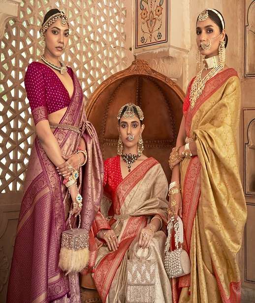 DESIGNER FANCY WEDDING PARTY WEAR INDIAN BANARASI SILK SAREE ONLINE SM RW NARMADA 1046-1050