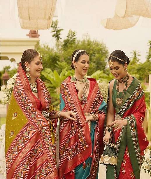 DESIGNER FANCY WEDDING PARTY WEAR INDIAN BANARASI SILK SAREE ONLINE SM TRIRATH VIVAH 10142-10153