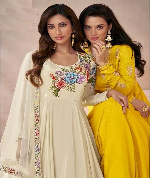 DESIGNER FANCY WEDDING PARTY READY TO WEAR SILK ANARKALI SALWAR SUIT GOWN SY DIVA 5488-5490