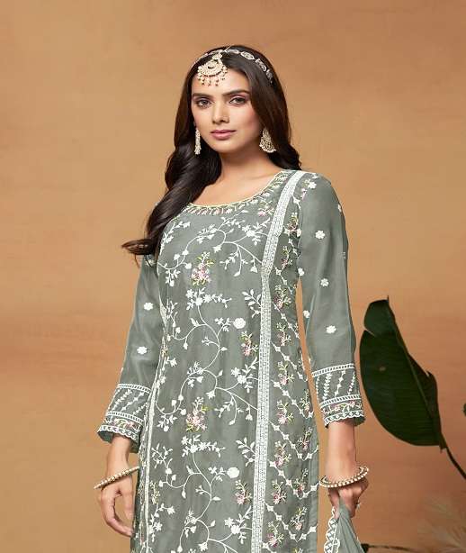 DESIGNER FANCY WEDDING PARTY WEAR INDIAN PAKISTANI SOFT ORGANZA STRAIGHT SALWAR SUIT ANY 9001-9004