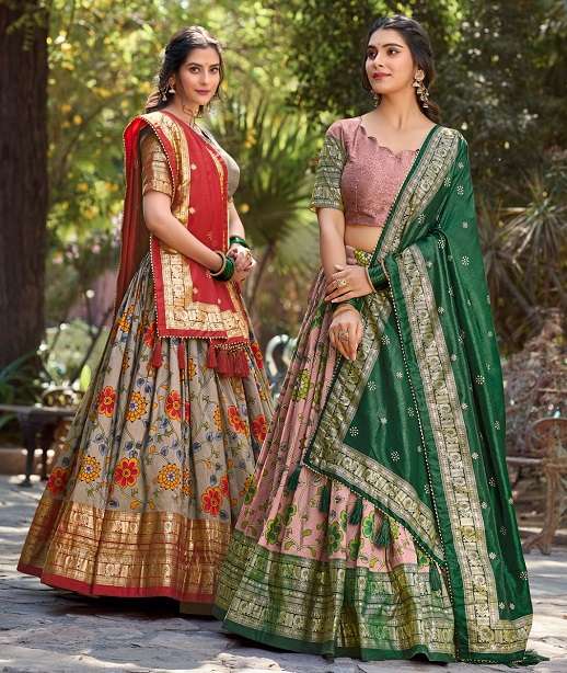 DESIGNER FANCY WEDDING PARTY WEAR INDIAN TUSSAR SILK LEHENGA CHOLI WITH SILK DUPATTA PC 1204 COLOR