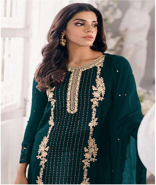 DESIGNER FANCY WEDDING PARTY FESTIVAL WEAR FAUX GEORGETTE STARIGHT PAKISTANI SALWAR SUIT SRH 1032 COLOR