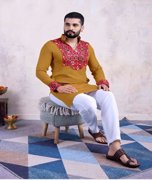 DESIGNER FANCY WEDDING PARTY WEAR HEAVY RAYON COTTON READYMADE MENS INDIAN KURTA KF VASTRA 6051-6055