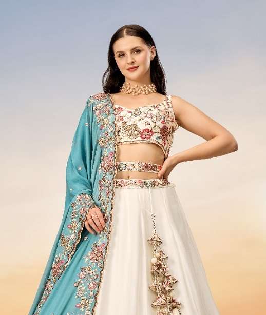 DESIGNER FANCY WEDDING PARTY WEAR INDIAN GEORGETTE BRIDAL LEHENGA CHOLI WITH DUPATTA SM PL 6031 COLOR