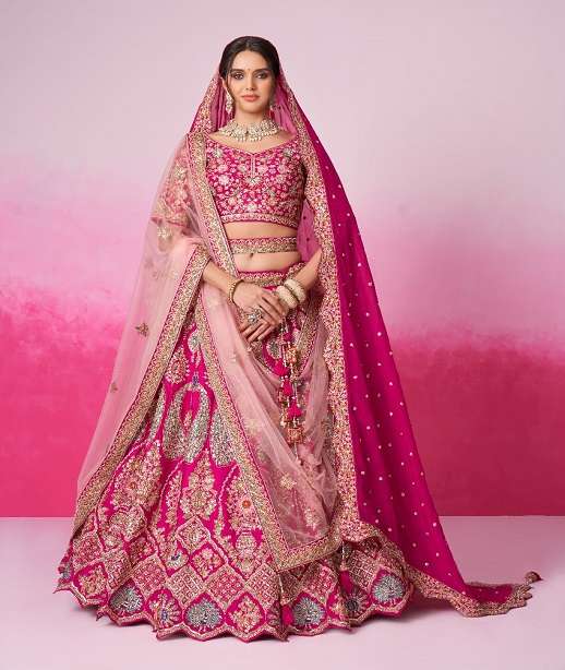 DESIGNER FANCY WEDDING PARTY WEAR INDIAN HEAVY SILK BRIDAL LEHENGA CHOLI WITH DUPATTA SM PL 6043 COLOR