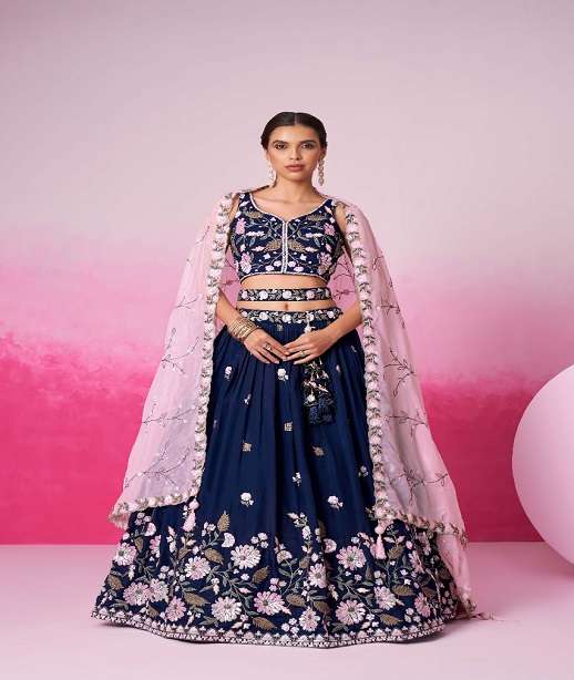 DESIGNER FANCY WEDDING PARTY WEAR INDIAN SATIN SILK BRIDAL LEHENGA CHOLI WITH DUPATTA SM PL 6034