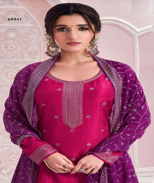 DESIGNER FANCY WEDDING PARTY WEAR SILK SHARARA SALWAR SUIT NMN VINAY SIYA 69361-69366