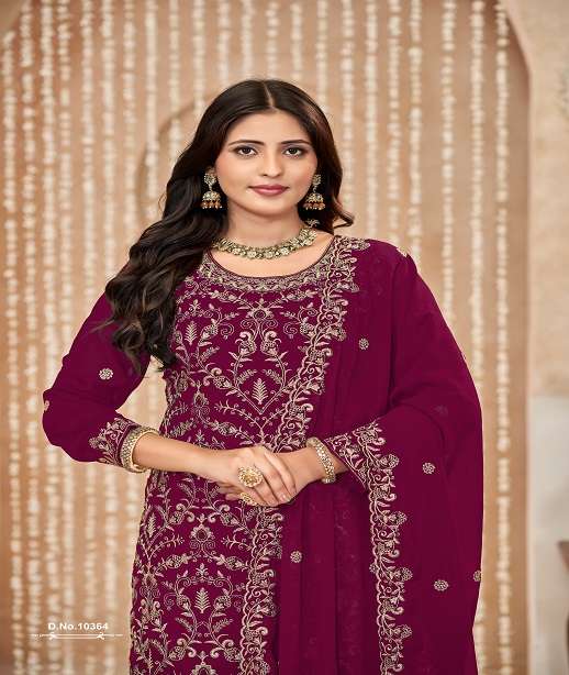 INDIAN DESIGNER FANCY WEDDING PARTY WEAR GEORGETTE PAKISTANI STRAIGHT SALWAR SUIT ANJB 10361-10364