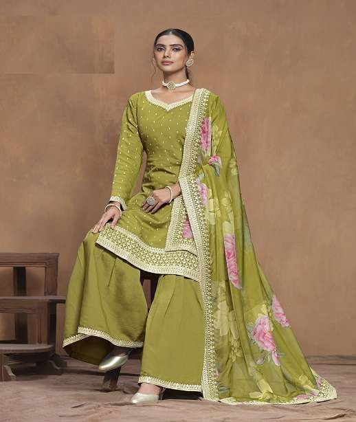 INDIAN DESIGNER FANCY WEDDING PARTY WEAR SILK PALLAZO SHARARA SALWAR SUIT AF ANY 9701-9704