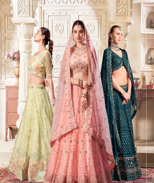 DESIGNER FANCY WEDDING PARTY WEAR INDIAN LEHENGA CHOLI WITH DUPATTA NVN ANTSH OCASSION 5030-5034