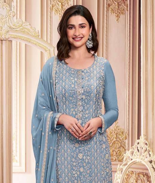 INDIAN DESIGNER FANCY WEDDING PARTY WEAR FAUX GEORGETTE STRAIGHT SALWAR SUIT SRH 68462 COLOR