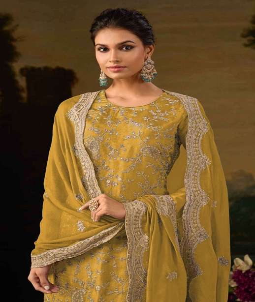 INDIAN DESIGNER FANCY WEDDING PARTY WEAR SILK STRAIGHT SALWAR SUIT CPR 2097 COLOR