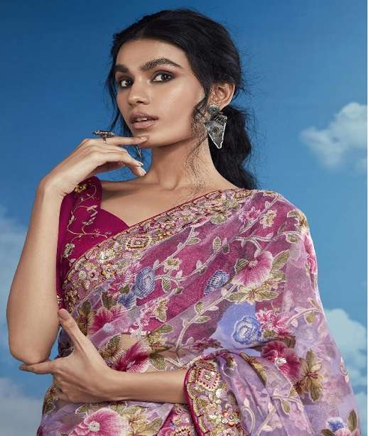 DESIGNER FANCY WEDDING PARTY WEAR INDIAN BRASSO SILK SAREE COLLECTION SM KM BAGHICHA 5281-5291