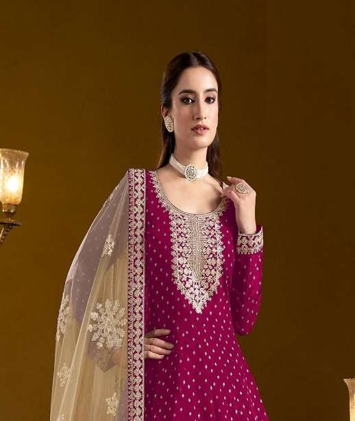 DESIGNER WEDDING PARTY WEAR HEAVY CHANDERI ANARKALI SALWAR SUIT GOWN ANY 207 COLOR