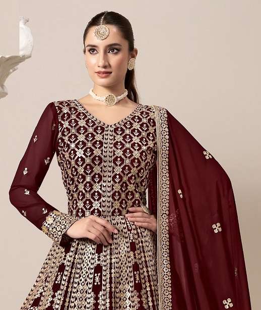 DESIGNER WEDDING PARTY WEAR HEAVY GEORGETTE ANARKALI SALWAR SUIT GOWN ANY 206 COLOR