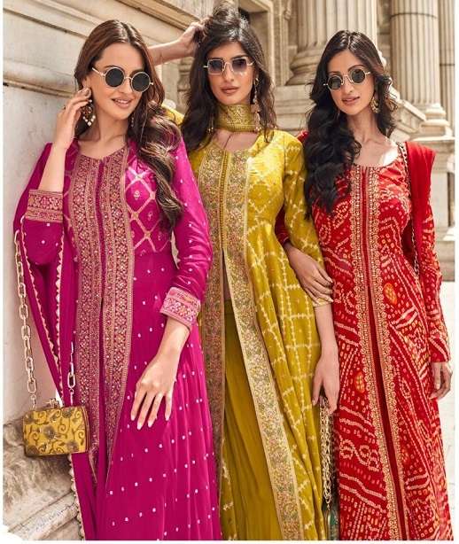 DESIGNER WEDDING PARTY WEAR SILK GEORGETTE SHARARA PLAZZO SALWAR SY RANGREZA 5598-5600