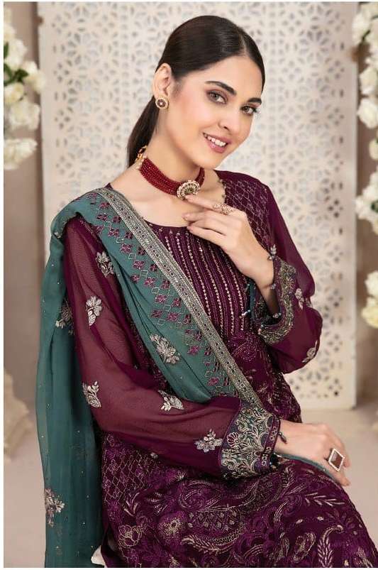 INDIAN DESIGNER FANCY WEDDING PARTY WEAR ORGANZA PAKISTANI STRAIGHT SALWAR SUIT SRH 4129 COLOR