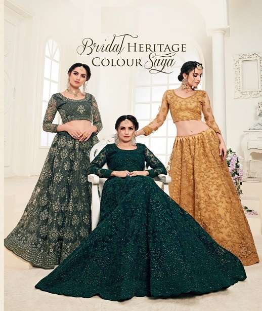 DESIGNER FANCY WEDDING PARTY WEAR INDIAN HEAVY NET LEHENGA CHOLI WITH DUPATTA ALZ 1001-1004 COLOR