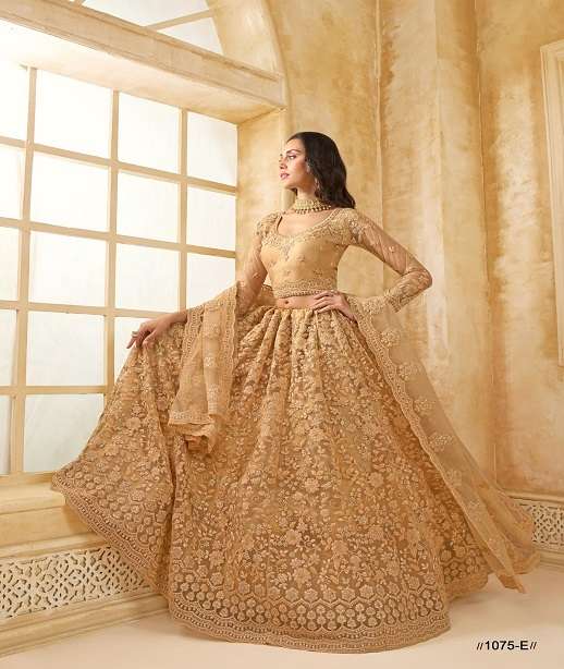 DESIGNER FANCY WEDDING PARTY WEAR INDIAN HEAVY NET LEHENGA CHOLI WITH DUPATTA ALZ 1074-1084 COLOR