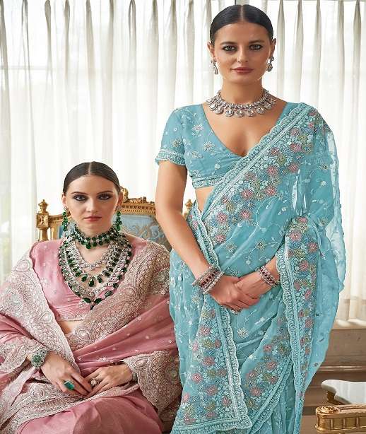 DESIGNER FANCY WEDDING PARTY WEAR INDIAN FANCY SILK SAREE COLLECTION SM KALA JAMUN 1001-1006