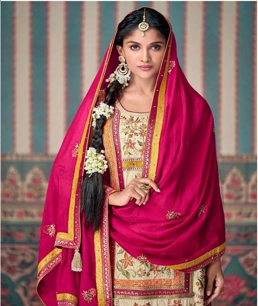 DESIGNER WEDDING PARTY WEAR HEAVY SILK SALWAR SUIT PALLAZO SUIT SY KASTURI 5715-5716