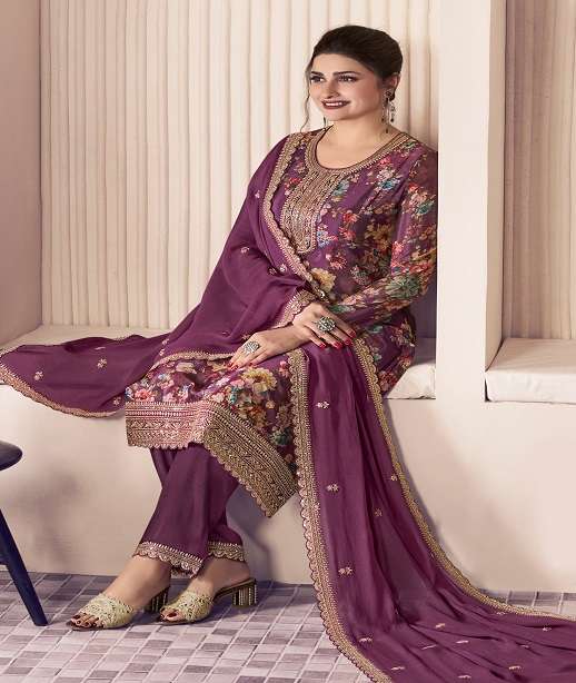 INDIAN PAKISTANI DESIGNER PARTY WEAR PRINTED CHINON SALWAR SUIT NEW COLLECTION NVN VNY PAHAL 72061-72064