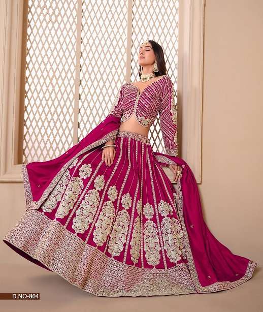 DESIGNER ART SILK FABRIC PARTY WEDDING WEAR LEHENGAS MEHVISH 801-804