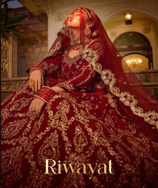 DESIGNER FANCY WEDDING PARTY WEAR INDIAN VELVET BRIDAL LEHENGA CHOLI WITH DUPATTA SENHORA RIWAYAT 3074 COLOR