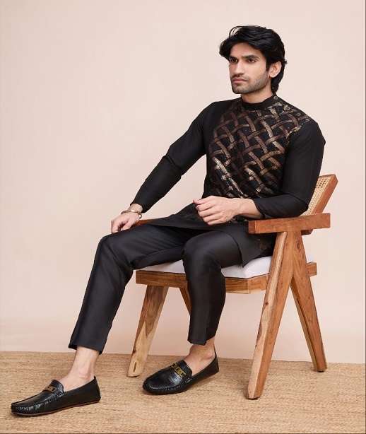 DESIGNER FANCY WEDDING PARTY WEAR READYMADE INDIAN MENS SILK KURTA KF 61041-61044