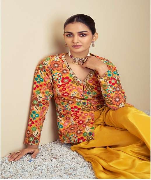 DESIGNER INDIAN WEDDING PARTY WEAR CHINON SILK SHARARA PALAZZO SALWAR SUIT GL ZULFA 2575-2576