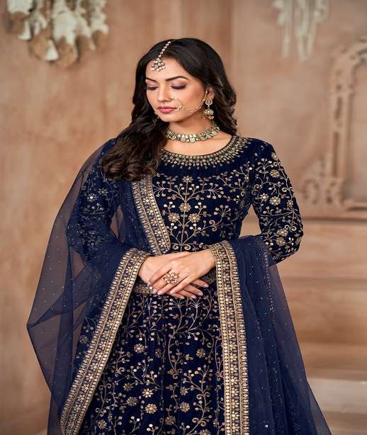 DESIGNER WEDDING PARTY WEAR HEAVY VELVET ANARKALI SALWAR SUIT GOWN ANY TWISHA 3111-3112