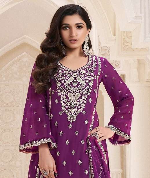 INDIAN PAKISTANI DESIGNER PARTY WEAR CHINON SILK SALWAR SUIT NEW COLLECTION VKM NAISHA 72331-72336