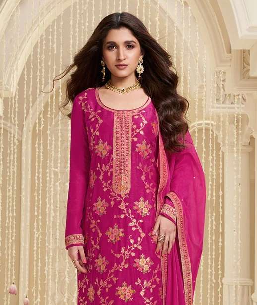 INDIAN PAKISTANI DESIGNER PARTY WEAR JACQUARD SILK SALWAR SUIT NEW COLLECTION CPR 1554 COLOR