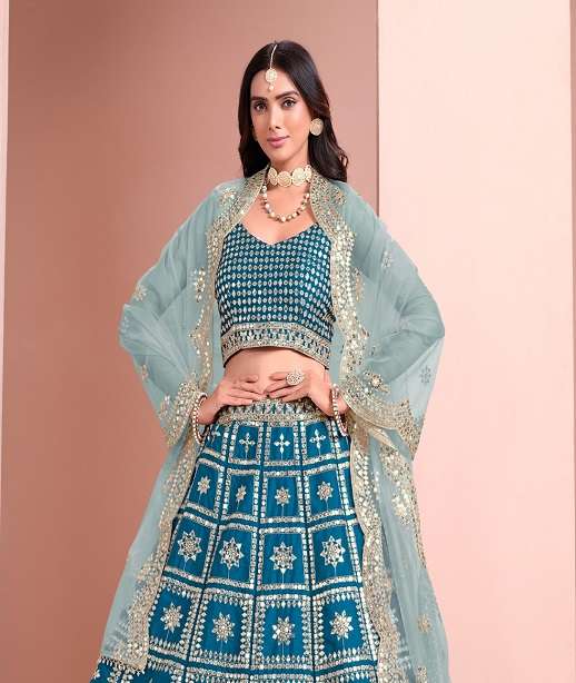 DESIGNER FANCY WEDDING PARTY WEAR ART SILK LEHENGA CHOLI ANY MEHVISH 1011-1014