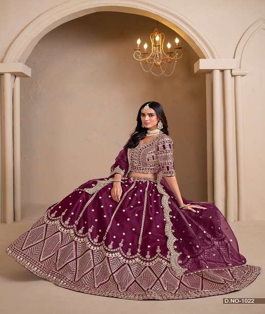 DESIGNER FANCY WEDDING PARTY WEAR ART SILK LEHENGA CHOLI ANY MEHVISH NUREH 1021-1024