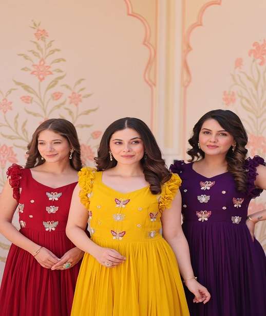 DESIGNER BLOOMING READYMADE ANARKALI GOWN FOR WEDDING PARTY WEAR SALWAR SUIT 1174 COLOR