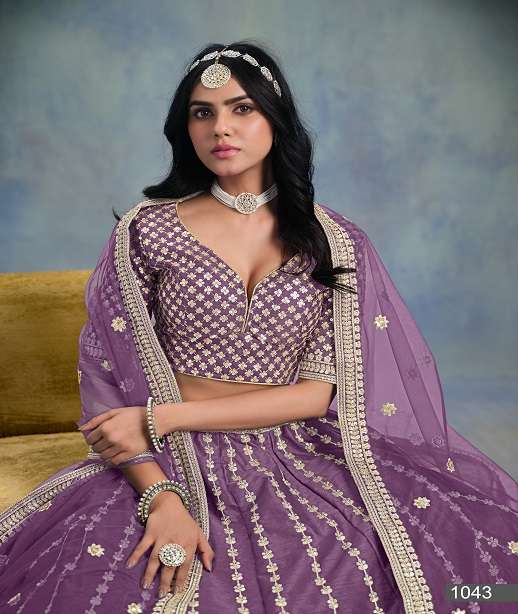 DESIGNER FANCY WEDDING PARTY WEAR ART SILK LEHENGA CHOLI ANY MEHVISH AAYNA 1041-1044