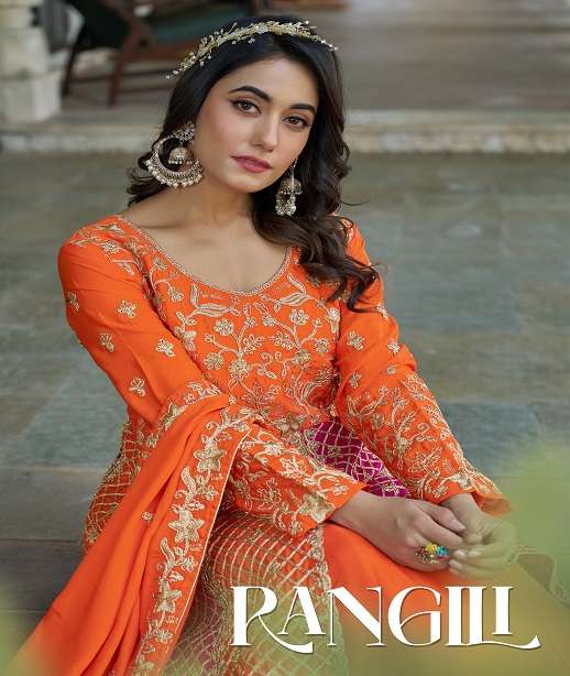 DESIGNER FANCY WEDDING PARTY WEAR CHINON ANARKALI SALWAR SUIT RANGILI SENHORA DRESSES 3096-3097