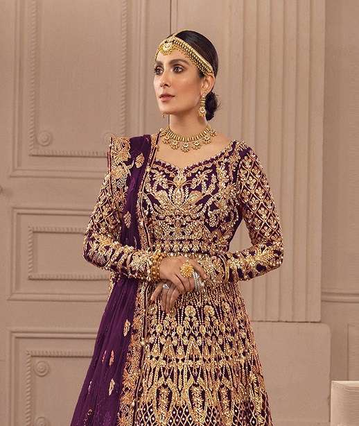 DESIGNER WEDDING PARTY WEAR ANARKALI SALWAR SUIT LONG GOWN IN BUTTERFLY NET KB 1084 COLOR