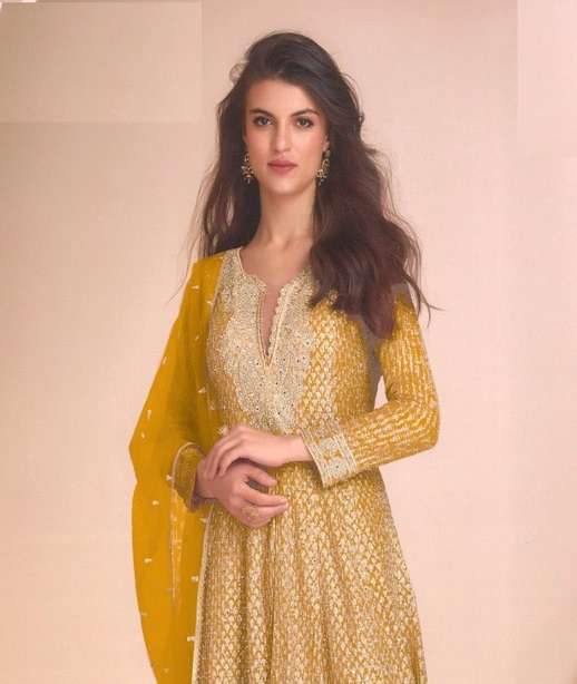 DESIGNER WEDDING PARTY WEAR HEAVY REAL GEORGETTE SHARARA SALWAR SUIT RH SY AAYNA 5671 NEW COLOR