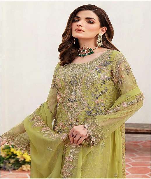 DESIGNER WEDDING PARTY WEAR STRAIGHT FAUX GEORGETTE PAKISTANI SALWAR SUIT JG 5125 COLOR