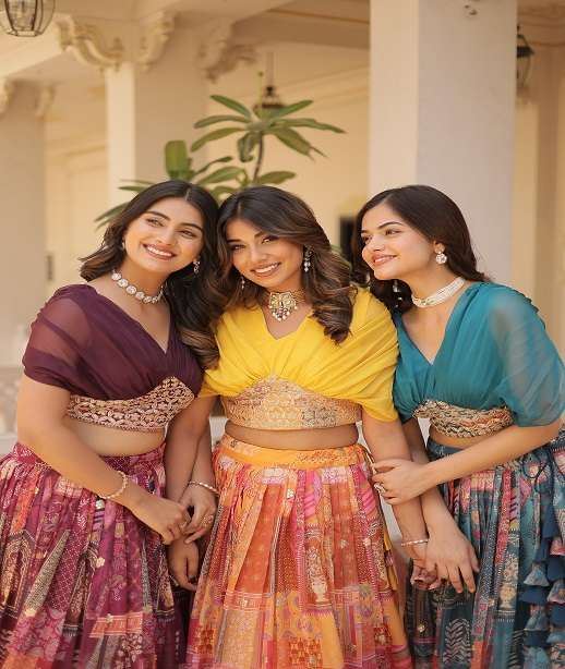 INDIAN DESIGNER BOLLYWOOD WEDDING PARTY WEAR RUSSIAN SILK READYMADE LEHENGA CHOLI LB KU 5032 COLOR