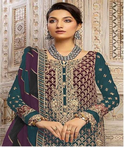 INDIAN DESIGNER FANCY WEDDING PARTY WEAR GAUX GEORGETTE PALLAZO SHARARA SALWAR SUIT SHF 1169 COLOR