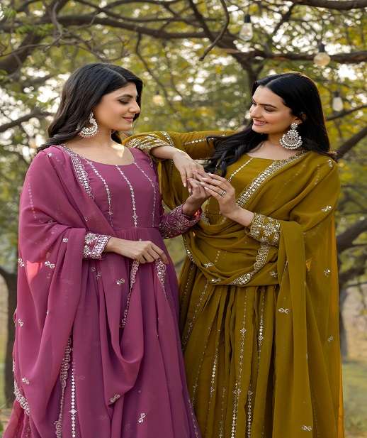 LATEST DESIGNER REAL GEORGETTE ANARKALI GOWN FOR WEDDING PARTY WEAR SALWAR SUIT LONG GOWN PC 90