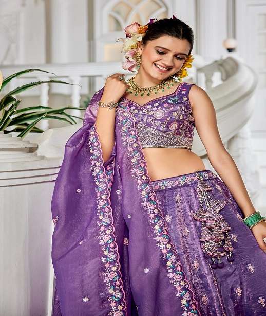 DESIGNER BOLLYWOOD BRIDAL WEDDING PARTY WEAR HAND WORK TISSUE SILK DEEP PINK LEHENGA CHOLI NT 6170 COLOR